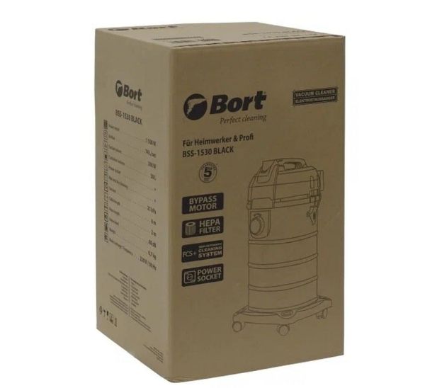 Строительный пылесос Bort BSS-1530 1500 Вт черный